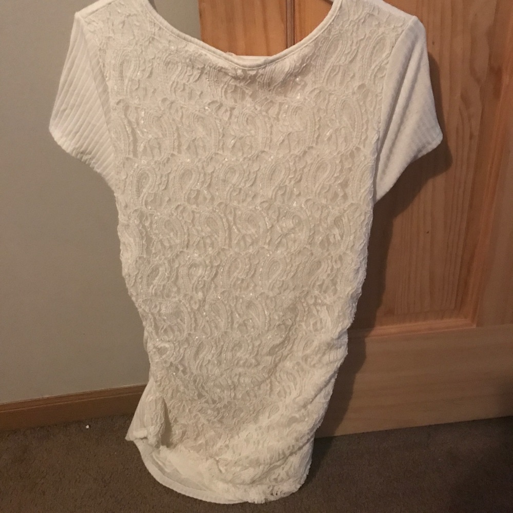 White lace back maternity dress